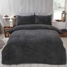 OHS Teddy Fleece Bedding Set Thermal Warm Soft Cosy Plush Plump Bedding Set - CHOCOLATE - View 1