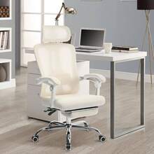 Ergonomic High-Back Office Chair With Footrest And Headrest, Mesh Desk Chair With Adjustable Lumbar Support, Rolling Swivel Computer Chair For Home Office Or Gaming Room - White Double Mesh White Frame - View 2