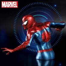 1PC Marvel Officially Licensed Spider Man PVC Bust Bank Realistic Style Savings Jar PVC Bust Money Box Superhero Peripheral Collectible Work Bedroom Tabletop Display Nice Cash Box Gift Halloween Collectible Figurines - Red - View 6