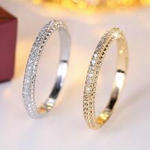 1 szt. Minimalistyczna cienka obrączka ślubna z błyszczącą cyrkonią sześcienną dla kobiet