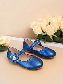 New Metallic Shiny Soft Bottom School Girls Flats, Suitable For Outdoor, All Seasons - Royal Blue - View 4