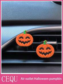 1pc/2pcs Halloween Pumpkin Design Decorative Clip For Air Outlet Of Automobile Air Conditioner, Which Can Put Perfume To Make The Air In The Car Fresh