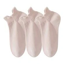 3-Pack Women's Low Cut Ankle Socks With Heel Tab Design Antibacterial Cotton, Pink - 粉色 - 查看 1