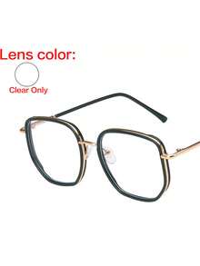 1Pc Fashion Vintage Metal Oversize Square Frame Eyeglasses For Women -Flash Rhinestone,Sparkling Glitter, Chic Lightweight Eyeglasses, High Quality ,Suitable For Daily Use,Phone Computer Reading Goggles