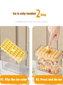 一套DIY冰格，带盖和冰勺，可重复使用制冰模具，34/68格，单层/双层，易脱模，塑料材质，夏季饮品必备，家用制冰机