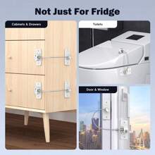 1 pièce Verrou de réfrigérateur avec cordon en silicone, sécurité enfant, pour congélateur, noir et blanc