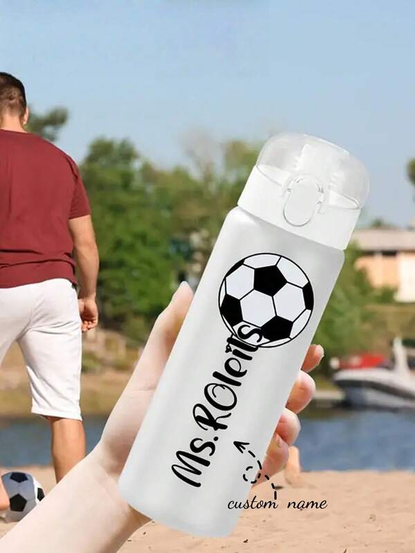 1 26-Ounce Custom Photo And Name Water Bottle - Durable Plastic Glass With Lid And String, 3D UV Printed Personalized Design, Perfect For Travel, Beach Outings And Unique Gifts (Black, Pink, Blue) Customizable Water Bottle] 1pc 26oz Customizable Sports Water Bottle | Leakproof, Portable, UV Printed Basketball, Football, Soccer, Tennis Designs, Ideal For Outdoor Activities, Travel, Camping, Graduation Season, Birthday Gifts, PVC Free Bottle