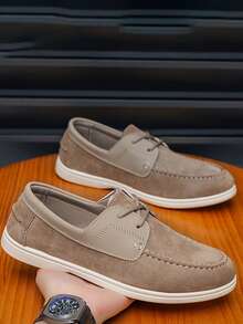 男士系带休闲鞋、冬季乐福鞋、男士运动鞋时尚秋季 - 米色 - 查看 2