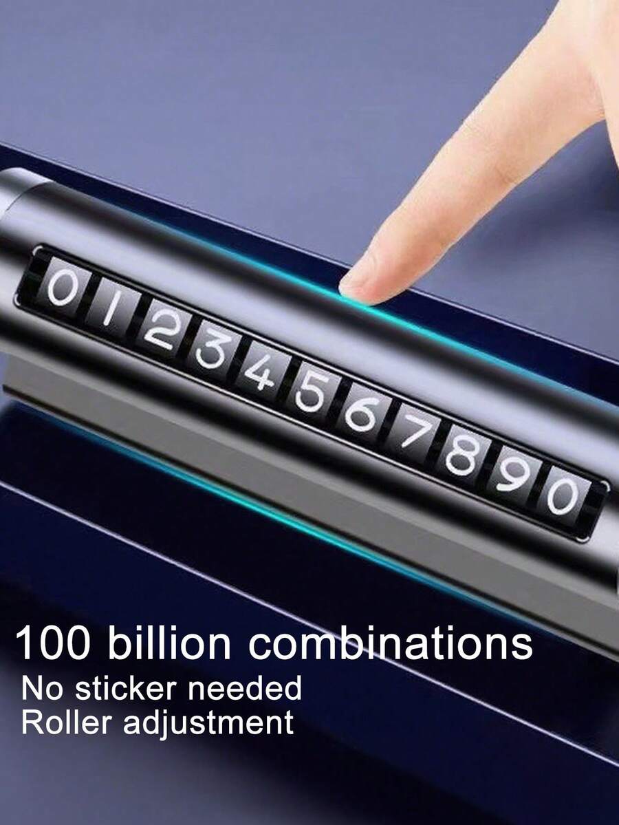 1pc Car Temporary Parking Permit, Roller Movable Car Number Plate, Creative Metal Parking Plate