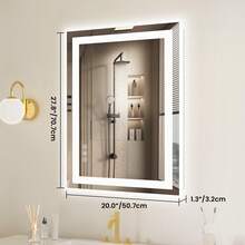 OLIXIS LED Bathroom Vanity Mirror For Wall With Anti-Fog, Dimmable Rectangle Mirrors With Front Light And Backlit, Memory Function, Tempered Glass, Shatter-Proof, Horizontal & Vertically - 白色 - 查看 4