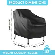Outdoor Furniture Covers Waterproof Chair Covers,Patio Furniture Covers Waterproof, Basics Outdoor Patio Chair Cover Waterproof, Anti-UV Outdoor Chair Covers, Durable Outdoor Furniture Cover, Set Of 2, Black