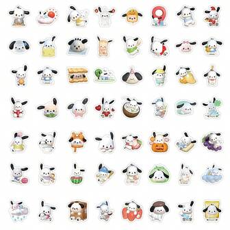  63PCS 3D Sanrio Pochacco Waterproof Stickers For Laptop Helmet Phone Case Decal(BringWealth)