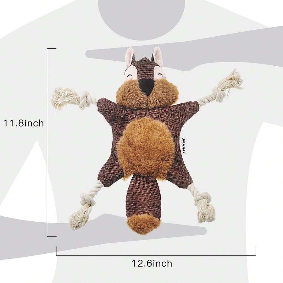 Vitscan Squirrel Plush Chew Toy For Dogs - Stuffless, Rope Knots, Crinkle & Squeaky Sounds - Small Dog Toy - Sóc mới - Xem 1