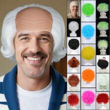 Synthetic Hair Bald Wigs - Party Horror Clown Joker Devil Wig & Old Man With Beard Grandpa Wig & Monk/Wizard Wig & Thick Bald Skin Head Hairless Fake Skull Wig & Short Curly Funny Holiday Cosplay Wig, Christmas Disco Rocker Ghost Evil Scary Killer Costume Hairpieces, Movie Character Fake Hair, Creepy Masquerade Balls, Birthday Celebration Decor/Props