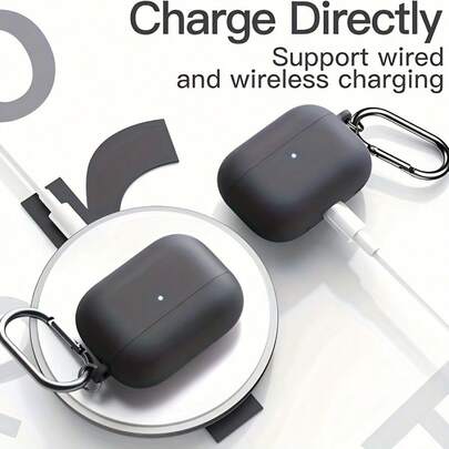 Funda protectora de silicona suave y a prueba de golpes con llavero para AirPods 4, compatible con Pro 2