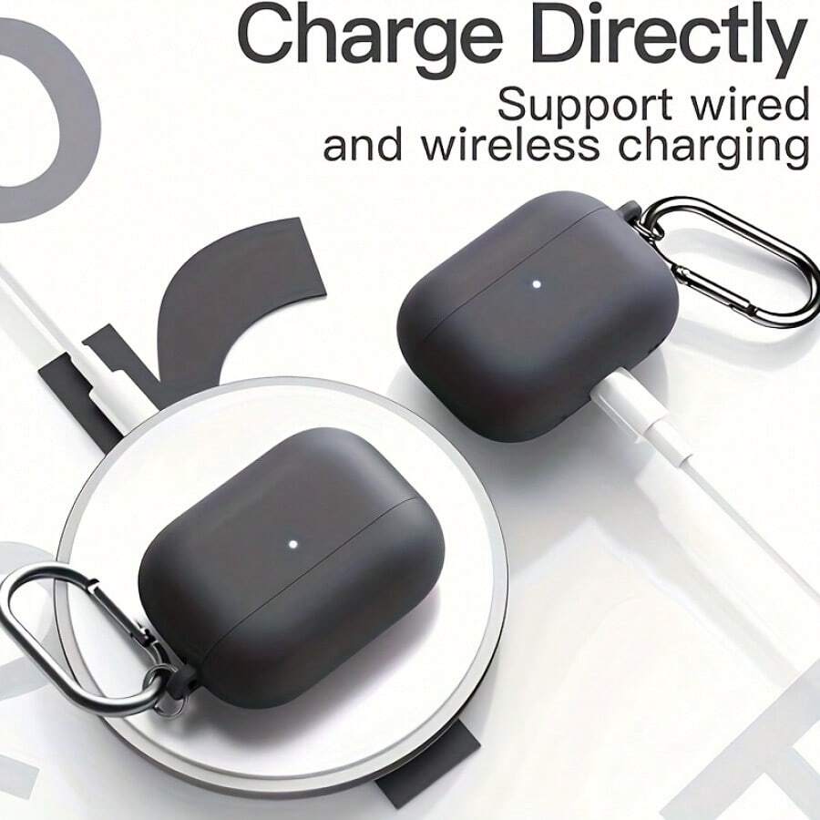 Soft Silicone Shock-Proof Protective Case With Keychain For AirPods 4, Compatible With AirPods Pro 2