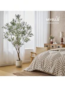 215 Cm Artificial Olive Tree Plant, Tall Fake Tree For Home Decor 2000 Leaves Faux Olive Tree Plant Indoor For Living Room Bedroom Office Live Streams Decorative Modern Greenery