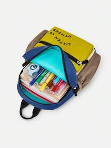 Balabala Zaino per bambini con design a blocchi di colore e cartoni animati, comodo