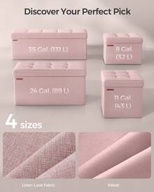 SONGMICS MAZIE Collection - 43 Inches Folding Storage Ottoman Bench, Ottoman Foot Rest, End Of Bed Bench, Storage Chest, Load 660 Lb, For Living Room, Bedroom, Entryway - Jelly Powder - View 5