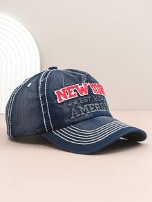 1pc Letter Embroidered Retro Polyester Fabric Snapback Cap, Street Style, Suitable For Spring/Summer