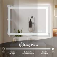 OLIXIS LED Bathroom Vanity Mirror For Wall With Anti-Fog, Dimmable Rectangle Mirrors With Front Light And Backlit, Memory Function, Tempered Glass, Shatter-Proof, Horizontal & Vertically - 白色 - 查看 8