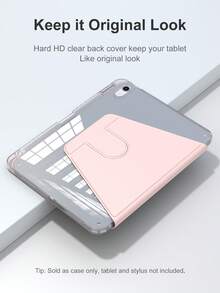 Acrylic Transparent Crystal Protective Case, Compatible With Sleep/Wake Function For IPad, Compatible With IPad And Tablet PCs, 360-Degree Rotating Protective Case, Compatible With IPad Mini 4/5/6 (9.7 Inch), IPad (10.2 Inch), IPad Air 4/5/6 (10.9 Inch), Suitable For 10th Generation IPad, Soft TPU Material Frame, Compatible With 10th Generation IPad, IPad Pro (11 Inch), IPad Air (11 Inch, M2), IPad Air (13 Inch) And IPad Pro (11 Inch, M4) - Pink
