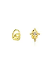 1 Set de Joyería para Dientes con Estrella de Cuatro Puntas Hueca y Piedra de Circonita, Decoración de Fiesta de Moda Unisex - Multicolor - Ver 3