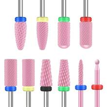 YP 10PCS Ceramic Nail Drill Bits Profional 3 32 Inch Electric Manicure Pedicure Drill Bits Nail Tech Set For Acrylic Gel Nails Efile Cuticle Remover Safety Bit For Nail Drill File Pink - 粉色 - 查看 2