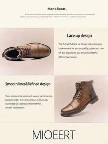 Herren Vintage Western Cowboy Stiefel, Chunky Arbeits-Motorradstiefel