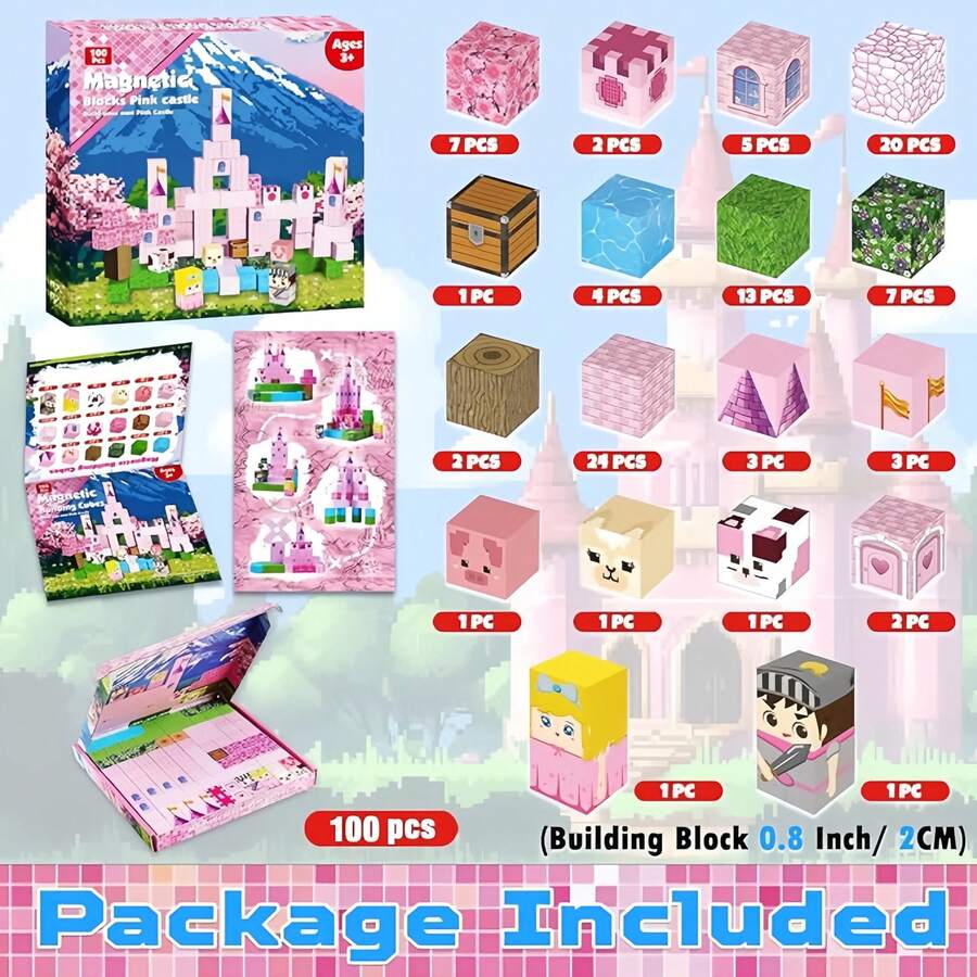 Magnetic Building Blocks Set, 0.8*0.8 Inches Per Block, DIY 3D Puzzle Toy, Christmas Gifts Stocking Filler, Creative Home Decor, Perfect Christmas Gift, Multi-Color Plastic Construction Kit, New Year Gift, Kids Gift, Birthday Gift