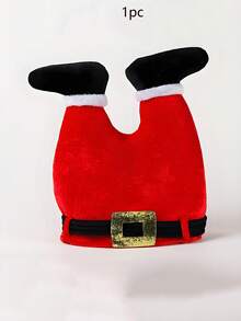 1pc Red Funny Christmas Party Beanie – Elf Pants & Santa Design | For Ugly Sweater Parties, Decor & Gifts - Multicolor - View 8