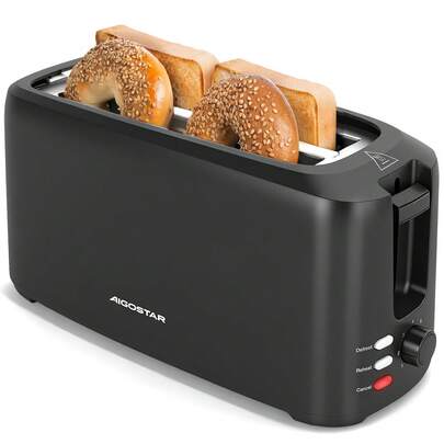 Tostadora 1400W, 4 Rebanadas, Gran Capacidad, 7 Niveles de Tostado, Bandeja Recoge Migas Desmontable