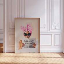 1幅“迟到总比丑陋好”主题墙画，报纸印刷帆布画，字体海报，复古风格装饰画，适用于卧室、客厅或浴室，公寓宿舍装饰，送给她的礼物，可选无框或有框。 - 彩色 - 查看 3