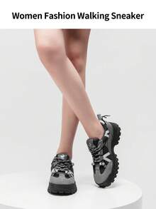 somiliss Women's Fashion Anti-Slip Casual Sports Shoes, Lace-Up Beaded Personalized Low-Top Outdoor Walking Shoes, 2025 Autumn New Casual Commuting Model, Grey