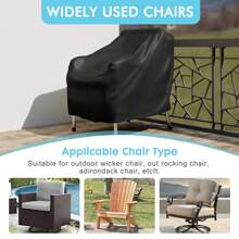 Outdoor Furniture Covers Waterproof Chair Covers,Patio Furniture Covers Waterproof, Basics Outdoor Patio Chair Cover Waterproof, Anti-UV Outdoor Chair Covers, Durable Outdoor Furniture Cover, Set Of 2, Black