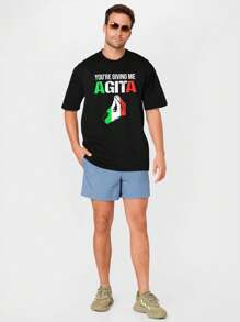 Italian slang Italian you give me Agita-1420 funny men short sleeve graphic T-shirt series black Tee For Adult, Men, Women, Teen, Teenager, Adolescent, Youth