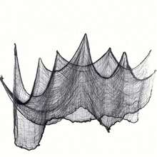 1pc/10pcs Black & White + Spider Web Mesh, Dark Mysterious Style + Sheer Fabric + Asymmetrical Net Structure + Draped Ruffle Effect / Lightweight Translucent Feel + For Creating Spooky Ambiance + Halloween Spider Web Decor, Suitable For Halloween Party, Party Venue Decoration, Porch / Staircase Decoration