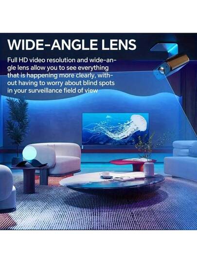 1pc Mini Full HD Wireless Camera, Supporting 2.4G WIFI Connection, High Definition Night Vision, Remote APP Viewing, Loop Recording Function, Portable Easy Installation, Small Compact, USB Power Supply, Home Office Security Protection. view 7