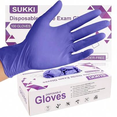 100pcs Disposable Nitrile Ultra-Durable Gloves, 3.5-Mil, Purple Gloves Disposable Latex Free, Powder Free Gloves Waterproof, Tear-Resistant, And Powder-Free For Kitchen Cleaning, Tattoo, Hair Dyeing, Pet Grooming, Beauty Salons, And Household Chores - Perfect For Cleaning Supplies And Household Gadgets