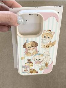 1 pieza Funda protectora de teléfono a prueba de caídas, antideslizante y suave con diseño de perro a rayas minimalista y de moda, compatible con Apple//otros teléfonos - Multicolor - Ver 3