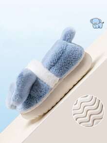 Nuevos pantuflas de invierno con diseño de elefante de dibujos animados para niños, cálidas, antideslizantes y lindas pantuflas de peluche para bebés