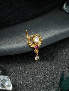 20G Dangle Nose Ring L Shaped Dangling Nose Stud For Women Stainless Steel Nose Ring Studs CZ Flower Dangle Nose Rings Hoops Nose Piercing Jewelry