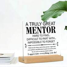 1 Stück Acryl-Wertschätzungsplakette für Chef, Lehrer - Motivierendes Dankeschön-Geschenk, Büro-Schreibtisch Dekoration mit Holzständer