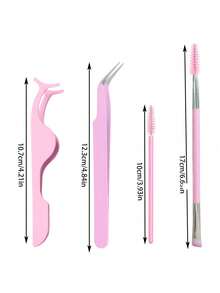 Set de 6 herramientas para pestañas: Pinzas para pestañas, cepillo para pestañas, con caja de almacenamiento - Pinzas curvas puntiagudas, aplicador de pestañas postizas y cepillo para pestañas para extender y dar forma a las pestañas
