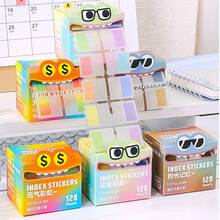 [Back To School]9-Color Highly Attractive Dopamine Palette Transparent Sticky Notes, Pull-Out Memo Pads For Writing, Messaging, Note-Taking, 105 Sheets/Roll, With Large Capacity Marker Stickers And Expansion Stickers, Suitable For Error, Question And Information Stickers - Multicolor - View 2