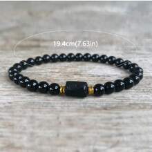 1 件，原始黑色电气石手链，强大的保护，接地，情绪平衡，6 毫米女士串珠手链 - 黑色 - 查看 5