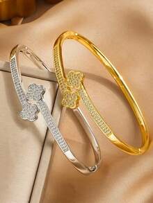 闪亮优雅时尚女士不锈钢方晶锆石手链套装，适合庆典、派对、日常佩戴以及作为礼物赠送朋友 - 彩色 - 查看 11