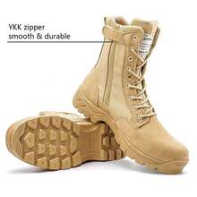 Men's Tactical Work Hiking Boots With Side Zipper, Puncture Resistant, 8 Inch Lightweight, Rubber Sole - Multicolor - View 3