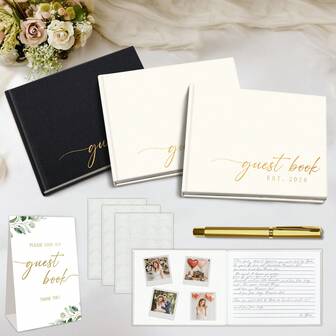 Libro de visitas para servicio conmemorativo, 112 páginas, libro de visitas de boda y libro de visitas en memoria cariñosa, recuerdos de funeral, libros de registro de invitados para celebración de la vida, libro de recuerdos para funeral con letrero de mesa y bolígrafo