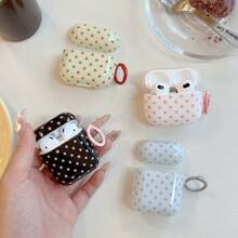 粉色圆点简约设计耳机盒+挂环套装 适用于 Apple Pro 2/ Pro/ 4/ 3/ 2